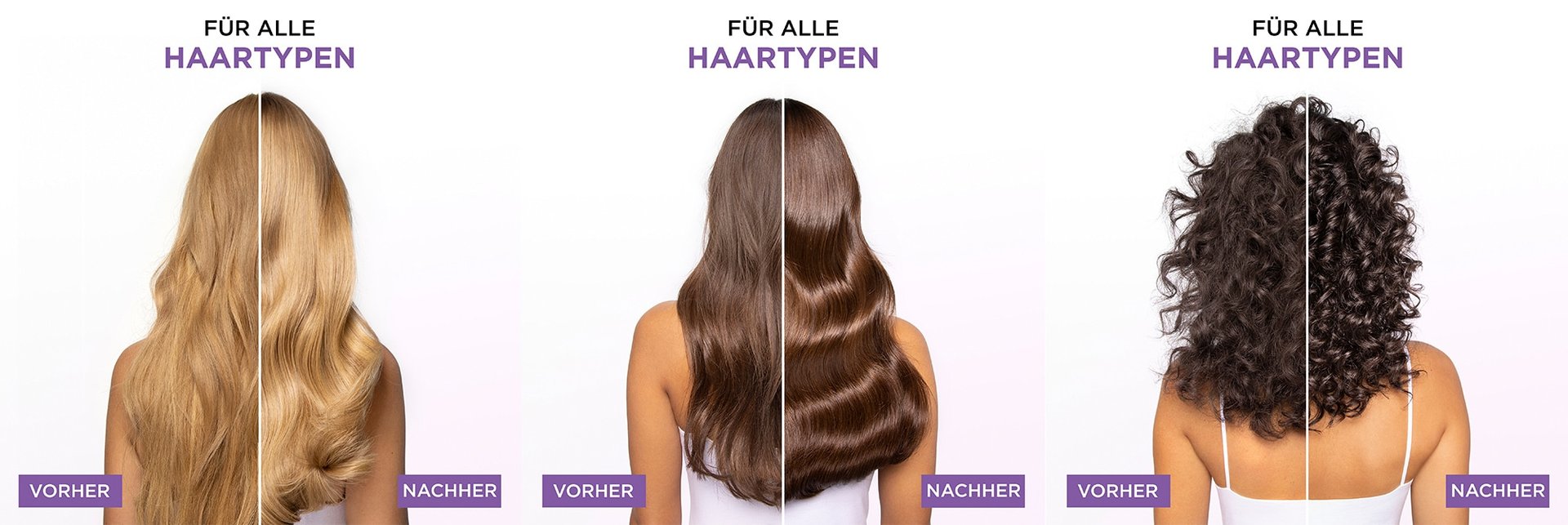 Vorher Nachher Bild für alle Haartypen